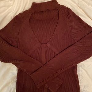 brown cutout sweater